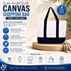 Custom <b>Printed</b> Small Canvas Shopping Tote Bag | Reusable Eco Friendly Carry Bag | Grocery Gift Retail Daily Use Premium Quality - Product Image 6