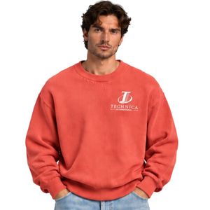 Coral <b>Red</b> <b>Mens</b> Oversized Crewneck Sweatshirt Long Sleeve Cotton Pullover Loose Fit Casual Streetwear Winter Fashion <b>Jumper</b> Top - Product Image 1