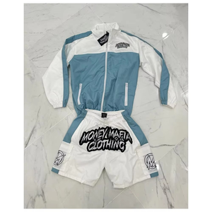 Customization Men's Nylon Windbreaker Short Set Full Zip Streetwear Tracksuit Cargo Pocket Shorts OEM ODM Hoodies Manufacture - Product Image 3