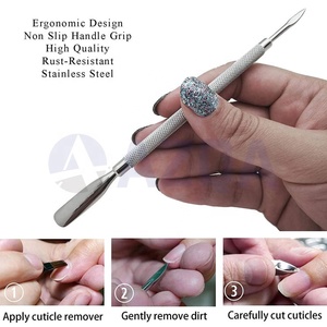 Pousse-cuticules double extrémité en acier inoxydable de 5,8 pouces avec poignée antidérapante pour manucure, pédicure et soin des ongles - Product Image 5