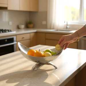 Support de bol en métal martelé surélevé pour fruits, salades et collations, idéal pour la maison et la décoration de mariage - Product Image 1