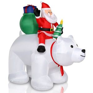 Decorazione Natalizia da Giardino Gonfiabile con Babbo Natale su Orso Polare, 15W, 7 Luci LED, 1,8m - Product Image 3
