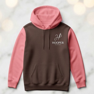 Hooper Clothes Sweat à capuche marron-rose pour homme, manches régulières, polaire, polyester/coton, respirant, séchage rapide, streetwear - Product Image 1