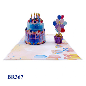 Carte pop-up 3D Joyeux Anniversaire Gâteau et Ballons, Découpe Laser, Faite à la Main, Logo Personnalisé, Papier, Cadeaux Artisanaux du Vietnam, Vente en Gros, Meilleure Vente - Product Image 2