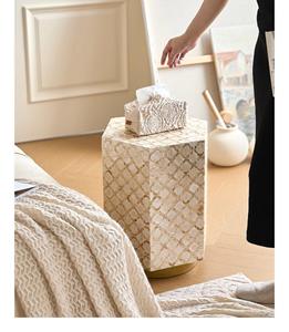 Mesa con Incrustaciones de Hueso de ILAHI, Diseño Moderno con Detalles de Ágata, Almacenamiento Portátil, Muebles para el Hogar - Product Image 1