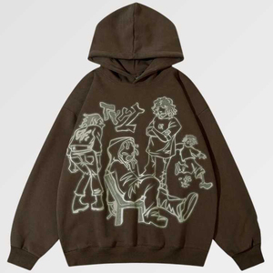 Sweat à capuche unisexe personnalisé en polaire, coupe oversize et ample, épaules tombantes, délavé à l'acide, avec logo brodé, style streetwear décontracté et mode hiver - Product Image 3