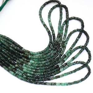 Emerald 5mm-6mm Faceted Heishi Beads Natural Emerald Precious Gemstone Wheel Coin <b>Spacer</b> Rondelle Loose Beads For Jewelry Making - Product Image 1
