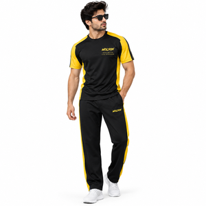 Ensemble de survêtement personnalisé Interlock Active Track pour hommes, vêtements de sport légers pour temps chaud, jogging, entraînement, streetwear décontracté - Product Image 2