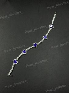 Bracelet en moissanite serti de diamants, argent 925, pierre de couleur violette taille cœur, style hip hop, unisexe. - Product Image 1