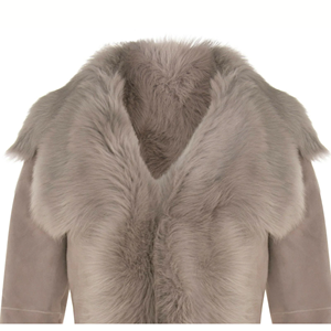 Custom Ladies Genuine Light Gray Sheepskin <b>Trench</b> <b>Coat</b> Lightweight Winter Apparel - Product Image 6
