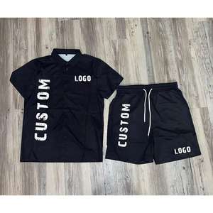 Nuevo Conjunto de Verano para Hombre, Camisa y Pantalones Cortos Estilo Varsity con Botones, Ropa Deportiva Hip Hop - Product Image 5