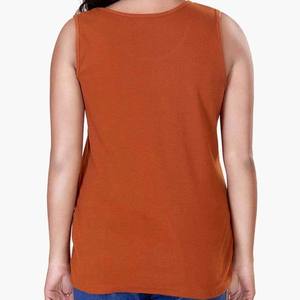 Women's <b>Rust</b> Knitted O-Neck Sleeveless Tank <b>Top</b> Casual Solid Color Regular Length <b>Top</b> - Product Image 2