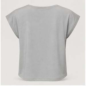 T-shirt gris clair à col rond et manches courtes pour femme, coupe décontractée WTS-0113 - Product Image 2