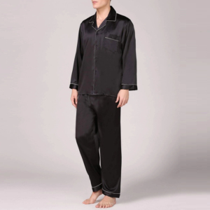 Ensemble de pyjama de jeu pour homme, t-shirt noir, short gris uni, 100% coton éponge, antibactérien, été, hiver, vêtements de maison, vêtements de nuit - Product Image 1
