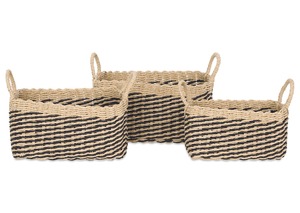 Juego de 3 Cestas de Seagrass Negras a Rayas, Hechas a Mano, para Almacenamiento, Venta al por Mayor, Ecológicas, Hechas en Vietnam - Product Image 5