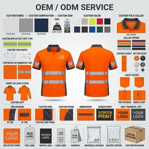 Camiseta Polo de Trabajo Reflectante Naranja de Alta Visibilidad, Uniforme de Seguridad para Hombre con Bolsillo en el Pecho y Diseño de Dos Tonos - Product Image 5