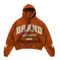 Sudadera extragrande personalizada para hombre, estilo chándal, de invierno, larga, con efecto lavado ácido, 100% algodón de alto gramaje, con estampado serigrafiado.
