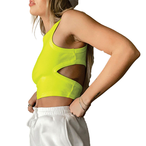 Débardeur court côtelé sans manches personnalisé, nouveau style, pour femme, en coton tricoté, couleur vert menthe, coupe ajustée, idéal pour l'été - Product Image 4