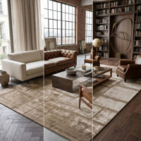 Mid-Century Modern Handgefertigter Viskose-Teppich Geometrisches Gittermuster Flächenteppich Seidenglanz Bodenteppich Luxuriöse Wohnzimmerdekoration