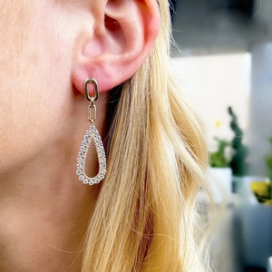 Luxury Women's 925 Silver Teardrop Crystal Drop <b>Earrings</b> Prong Setting Wedding Jewelry - Product Image 3