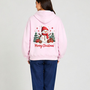 Personalized <b>Christmas</b> <b>Hoodie</b> 100% Polyester Casual Style Custom Sublimation Printed Holiday Pullover Snowman Graphic For Women - Product Image 5