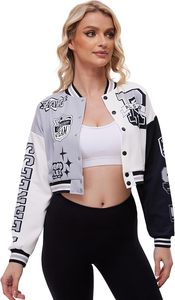 Chaqueta Varsity para Mujer, Manga Larga, Cuello con Botones, Lana/Cachemira, Secado Rápido, Resistente al Viento, Largo Regular, Estilo Otoño/Invierno - Product Image 5