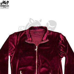 Survêtements en velours épais pour hommes, 2 pièces, col rond zippé, logo personnalisé en gros - Product Image 6