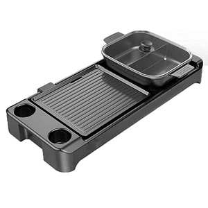 Parrilla de mesa multifunción con superficie antiadherente y olla caliente incorporada para uso en interiores y exteriores, enchufe europeo/estadounidense - Product Image 3