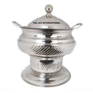 Matériel de restauration, buffet, chafing dish rond de luxe, argenté, décoratif, avec couvercle suspendu - Product Image 1