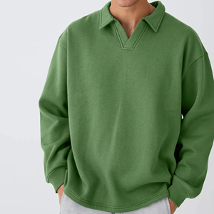 Sudaderas baratas al por mayor para hombre, con cuello en V, manga larga, estilo casual de otoño, corte regular, de algodón liso. - Product Image 3