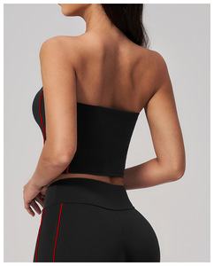 Women's <b>Black</b> <b>Strapless</b> Knitted Tank <b>Top</b> Solid Color Sporty Style Breathable Spandex Polyester Blend Short Length - Product Image 6