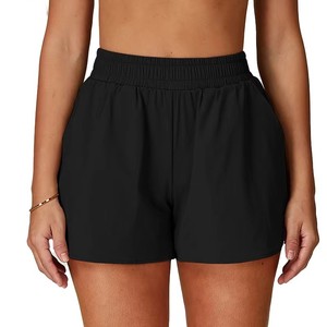 Shorts de Mujer Tejidos en Verde Menta, Cintura Alta, Transpirables, Cintura Elástica, Estilo Casual Deportivo, Corte Regular, Color Sólido - Product Image 2