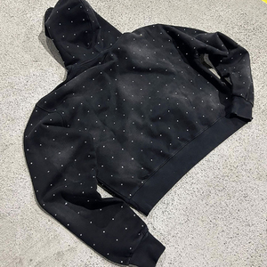Sweat à capuche zippé pour homme 100% coton délavé à l'acide avec strass, logo brodé, effet soleil éclairé, écologique, respirant, couleurs personnalisables, 380g - Product Image 6