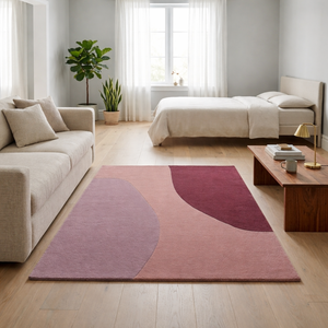 Tapis moderne abstrait en laine/soie tissé à la main de qualité supérieure - Luxe, écologique, adapté aux animaux domestiques, réversible, pour salon, chambre, bureau - Product Image 5