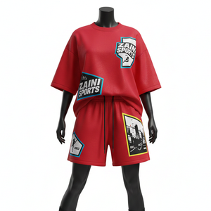 Conjunto de Camiseta y Pantalones Cortos Casuales para Mujer, Mezcla de Algodón Premium de 220 GSM, Tela Suave y Transpirable, Logotipo Personalizado por Transferencia Térmica - Product Image 1