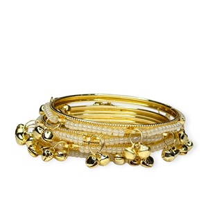 Nuevos Brazaletes Metálicos Ghungroo con Textura de Perla Dorada Cachemirí 2026, Estilo Elegante Jhumki para Boda, Ligeros, a Precio de Mayoreo - Product Image 2