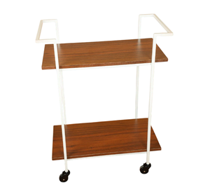 Midcentury Modern Hotel Trolley With 2 Shelves Brass Frame 4 Wheels Durable Commercial Furniture Hotel Bar Trolley <b>Cart</b> - Product Image 6