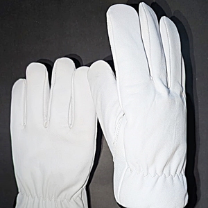 Guante de Trabajo Protector de Cuero Blanco, Resistente a Impactos Nivel 1 ANSI, Aislado para el Frío, con Orificio para el Pulgar, Uso General - Product Image 5