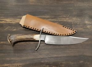 Cuchillo Bowie de Caza para Exteriores de Acero de Damasco Hecho a Mano de Alta Calidad, Hoja de Punta Caída, Mango de Madera, Funda de Cuero, OEM, 15 Pulgadas - Product Image 3