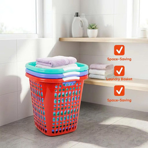 Cesto de Ropa Apilable de Plástico con Asas Dobles, Cesto Alto Ventilado para Ropa, para el Hogar, Lavandería, Tienda de Ropa, Supermercado - Product Image 1