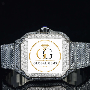 Reloj de Pulsera de Lujo para Hombre con Esfera Azul de Cuero y Diamantes, para Uso Formal e Informal, Disponible al Mejor Precio - Product Image 1