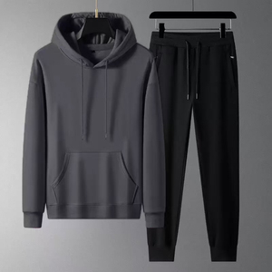 Ensemble de survêtement pour homme en molleton de coton durable, sweat à capuche et pantalon de jogging, fermeture éclair intégrale, vêtements de sport personnalisés - Product Image 3