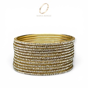Bracelets tendance en acier inoxydable plaqué or, style mariée, best-sellers, avec cristaux scintillants, pour mariage, prix de gros - Product Image 3
