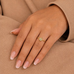 Lab grown <b>diamond</b> round cut solitaire <b>ring</b> North Star <b>Diamond</b> <b>Ring</b> minimalist gold <b>ring</b> Anniversary <b>ring</b> gift For Her - Product Image 4