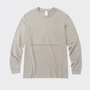 100% algodón impreso 230G camisetas al por mayor camisas Unisex de alta calidad manga larga verano camiseta Casual sólido tela en blanco - Product Image 2