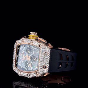 Reloj Tourbillon Automático de Lujo Unisex con Movimiento ETA, Diamantes Moissanite, Correa de Acero Inoxidable y Caucho, Diseño Analógico Personalizado - Product Image 2