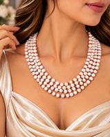 Collier de perles d'eau douce naturelles et de pierres précieuses grenats, perles rondes blanches