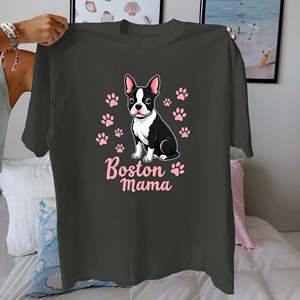 เสื้อยืดผ้าฝ้ายแท้สำหรับผู้หญิง Terrier Boston Mama ใส่สบาย - Product Image 2