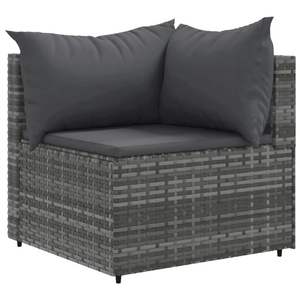Conjunto de Muebles de Patio de Ratán PE Gris con Acero con Recubrimiento en Polvo y Vidrio Templado, Muebles de Patio Duraderos para Exteriores - Product Image 3