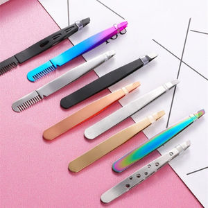 Pinza de Acero Inoxidable de Alta Calidad para Cejas, Doble Uso, Punta Inclinada, Antiestática, Duradera, para Depilación Facial - Product Image 2